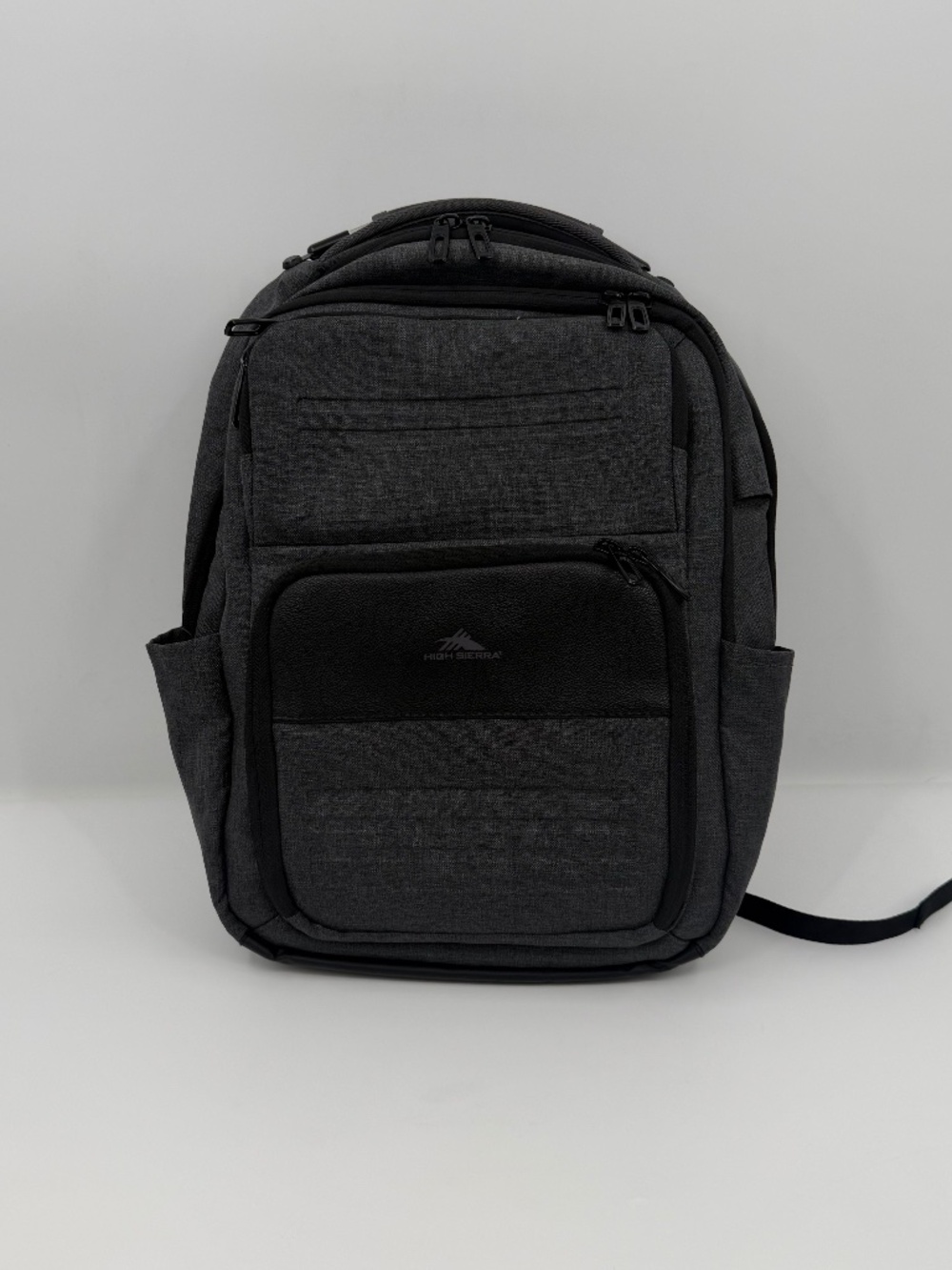 High Sierra Backpack Gray Straps Compartments Pockets Laptop Travel